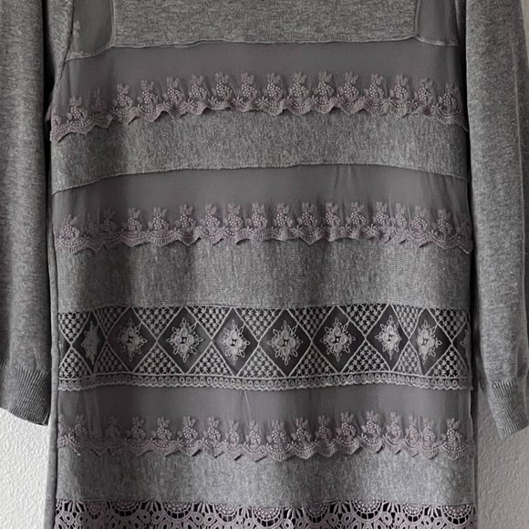 SUNDANCE Gray Crochet Lace Tunic/Sweater Dress - Picture 2 of 12